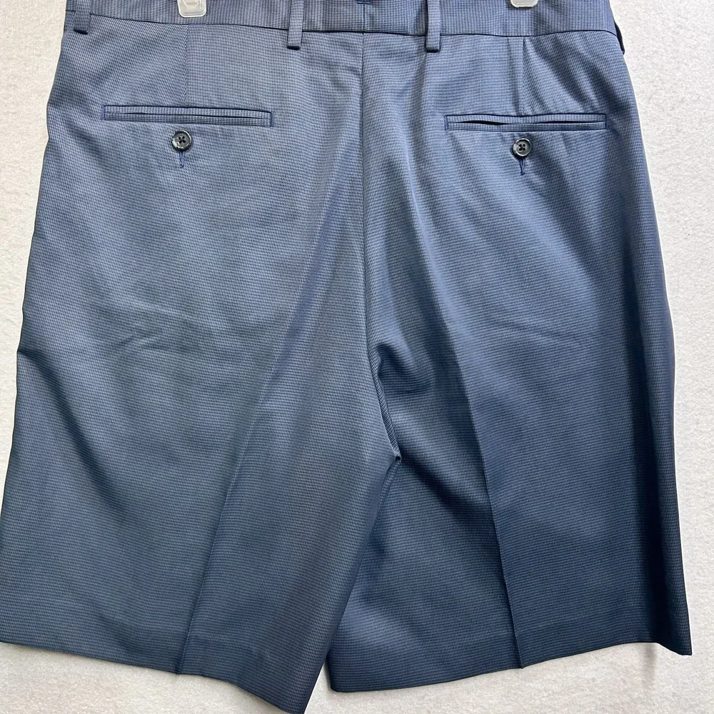 Daniel Cremieux Shorts Golf Pleated Blue Houndstooth 36